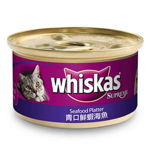 whiskas偉嘉 whiskas偉嘉 極品貓罐頭 青口鮮蝦及海魚 85g 85g  正面圖