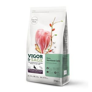 VIGOR VIGOR & SAGE 無穀物天然糧 絕育室內貓 Sterilized 2kg 2kg  正面圖