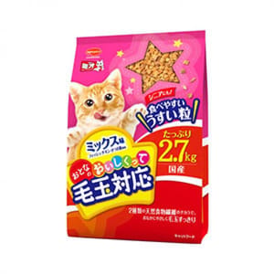 日本Mio三才 日本Mio三才 特選去毛球貓糧 高齡貓配方 魚.雞肉.柴魚片味 2.7kg 7kg 正面圖