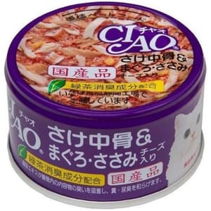 CIAO CIAO 貓罐頭 三文魚+吞拿魚 雞肉+芝士 85g 85g  正面圖
