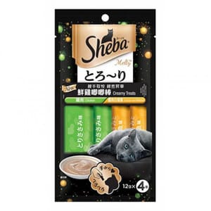 日本Sheba 日本Sheba 貓肉泥 雞肉拼雞肉白身魚 12g 4本入 12g 正面圖