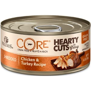WELLNESS WELLNESS CORE 貓罐頭 無穀物 Hearty Cuts 雞絲及火雞絲 5.5oz 156g 5oz  正面圖