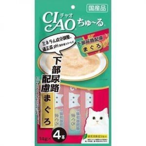 CIAO CIAO 肉泥 貓零食 下部尿路配慮 金槍魚肉醬 14g 4本入 14g  正面圖