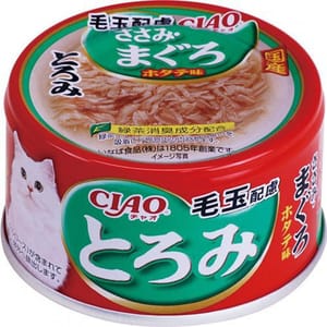 CIAO CIAO 貓罐頭 とろみ 毛玉配慮 雞肉金槍魚及扇貝味 80g 80g 正面圖