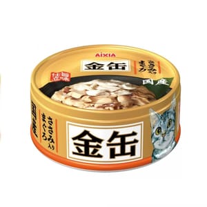 AIXIA AIXIA 愛喜雅 貓罐頭 金缶系列 吞拿魚+雞 70g 新舊包裝隨機發貨 70g 正面圖