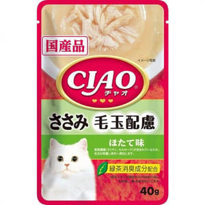 CIAO CIAO 貓濕糧 毛玉配慮 扇貝味 40g 40g  正面圖