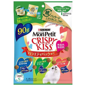 日本MonPetit 日本MonPetit Crispy Kiss 貓零食 貓脆餅 奢華魚肉雞肉及三文魚味 6g x 15袋 6g 正面圖