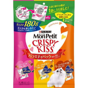 日本MonPetit 日本MonPetit Crispy Kiss 貓零食 貓脆餅 魚肉雞肉及芝士味 180g 180g 正面圖