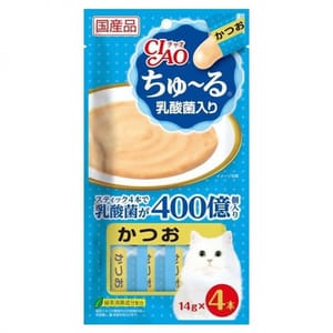 CIAO CIAO 肉泥 貓零食 乳酸菌 鰹魚肉醬 14g 4本入 14g 正面圖