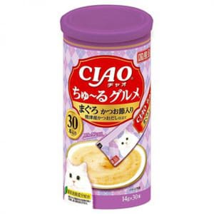 CIAO CIAO 肉泥 貓零食 金槍魚及鰹魚肉醬 14g 30本罐裝 14g 正面圖