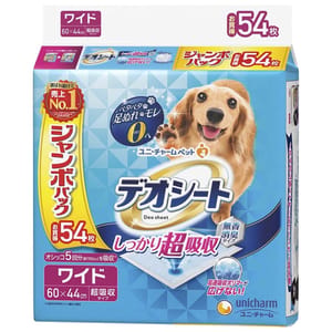 Unicharm Unicharm 寵物尿墊 狗尿墊 狗尿片 日本柔軟無香超除臭增量裝 寵物尿墊 [60*44 XL碼 54枚]   正面圖
