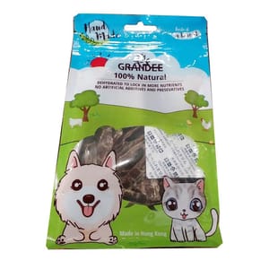 GRANDEE GRANDEE 香港製造 天然風乾小食 純牛肉片 50g   賞味期限2025.6 50g 貓犬用 正面圖