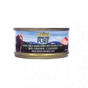 CANIDAE CANIDAE 咖比 PURE 狗罐頭 雞肉白身吞拿魚三文魚及蔬菜 Chicken & Salmon in Pumpkin Soup 156g 156g  正面圖