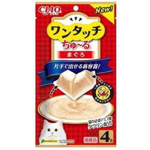 CIAO CIAO 貓零食 日本One Touch 肉泥杯 金槍魚醬盒 14g 4本入 14g  正面圖