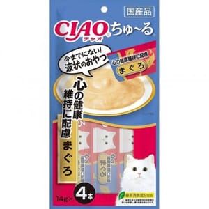 CIAO CIAO 肉泥 貓零食 心臟健康配慮 吞拿魚 14g 4本入 14g  正面圖