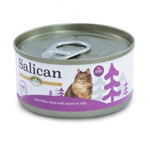 Salican Salican 貓罐頭 白肉吞拿魚蟹肉啫喱 85g 紫 85g  正面圖