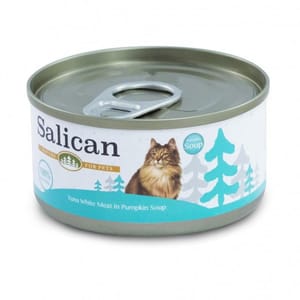 Salican Salican 貓罐頭 白肉吞拿魚南瓜湯 85g 淺藍 85g 正面圖