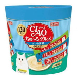 CIAO CIAO 肉泥 貓零食 扇貝及海鮮味 14g 120本罐裝 SC-212 14g 正面圖