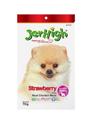 Jerhigh Jerhigh 狗小食 Strawberries 士多啤梨味雞肉條 70g 70g  正面圖