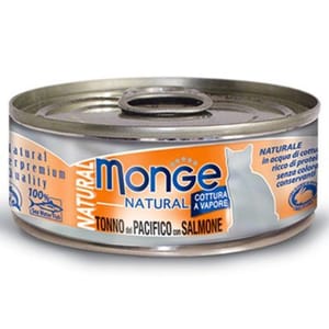 Monge Monge 貓罐頭 高蛋白質野生海洋系列 太平洋吞拿魚三文魚 80g 80g  正面圖