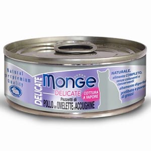 Monge Monge 貓罐頭 主食系列 雞肉鳀魚奄列 80g 80g 正面圖