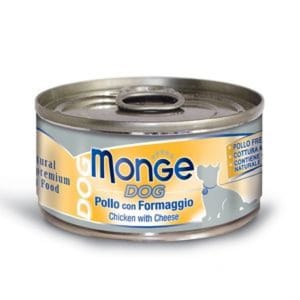 Monge Monge Natural 真肉絲狗罐 雞肉芝士 95g 95g  正面圖