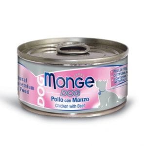 Monge Monge Natural 真肉絲狗罐 雞肉牛肉 95g 95g 正面圖