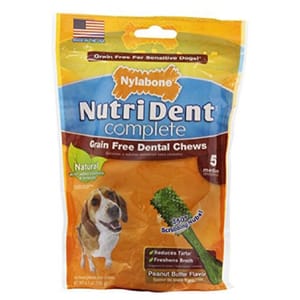 Nylabone Nylabone 潔齒骨 無穀物牛油花生醬味 5支 犬用 正面圖