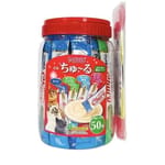 CIAO CIAO 貓零食 日本綜合三文魚貝柱金槍魚肉醬 14g 50本罐裝  - 限定品 14g  正面圖