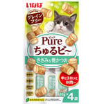 CIAO CIAO 貓零食 日本 Pure Chiu 天然軟心零食粒 雞肉+燒鰹魚味 10g 4袋入 10g  正面圖