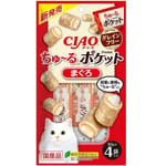CIAO CIAO 貓零食 日本軟心零食粒 雞肉+金槍魚味 10g 4袋入 10g  正面圖
