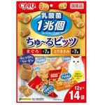 CIAO CIAO 貓零食 日本1兆個乳酸菌零食粒 雞肉及金槍魚味 12g 14袋入 12g  正面圖