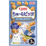 CIAO CIAO 貓零食 日本軟心零食粒 鰹魚及鰹魚乾味 12g 3袋入 12g  正面圖