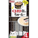 CIAO CIAO 肉泥 貓零食 缶之系列 雞肉+蟹肉棒 14g 4本入 14g  正面圖