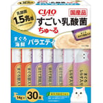 CIAO CIAO 肉泥 貓零食 1.5萬億乳酸菌 金槍魚+扇貝肉醬 14g 30本入 14g  正面圖