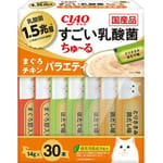 CIAO CIAO 肉泥 貓零食 1.5萬億乳酸菌 金槍魚+雞肉肉醬 14g 30本入 14g  正面圖
