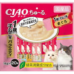 CIAO CIAO 肉泥 貓零食 1歲以下 營養補充 金槍魚+鰹魚+雞肉混合肉醬 14g 20本袋裝 14g  正面圖