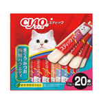 CIAO CIAO 貓零食 日本啫喱果凍棒 金槍魚+金槍魚海鮮+鰹魚+鰹魚鰹魚乾 15g 20本入 15g  正面圖