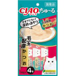 CIAO CIAO 肉泥 貓零食 毛玉配慮 鰹魚肉醬 14g 4本入 14g  正面圖