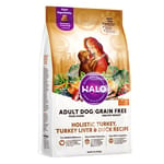 HALO HALO 狗糧 成犬無穀糧 體態健美 火雞肉+火雞肝+鴨肉配方 21lb 21lb  正面圖