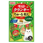 CIAO CIAO 貓零食 日本ちゅ～る和え 夾心脆餅 白飯魚 6g 7袋入 6g  正面圖