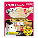 CIAO CIAO 肉泥 貓零食 金槍魚海鮮組合裝 14g 20本入 14g  正面圖