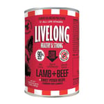 LIVELONG LIVELONG 狗罐頭 無穀物羊肉+牛肉+甜薯 362g 362g  正面圖