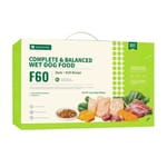 FOOD FOOD CHAIN F60成⽝全營養低溫鮮煮主⻝糧 鴨⾁+磷蝦 100g 30包裝 100g  正面圖