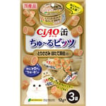 CIAO CIAO 貓零食 日本軟心零食粒 扇貝雞肉片 12g x 3 袋 12g  正面圖