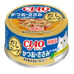 CIAO CIAO 貓罐頭 燒津鰹魚湯 鰹魚+雞肉+木魚 75g 75g 正面圖