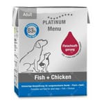 PLATINUM PLATINUM 狗濕糧 無穀物成犬配方 海魚+鮮雞肉 375g 375g 正面圖