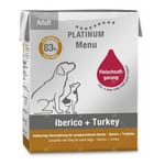 PLATINUM PLATINUM 狗濕糧 無穀物成犬配方 西班牙黑毛豬+火雞 375g 375g  正面圖