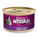 whiskas偉嘉 whiskas偉嘉 極品貓罐頭 吞拿魚及鯛魚 85g 85g  正面圖