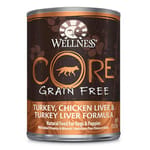WELLNESS WELLNESS CORE 狗罐頭 無穀物火雞、雞肝及火雞肝配方 12.5oz 5oz  正面圖